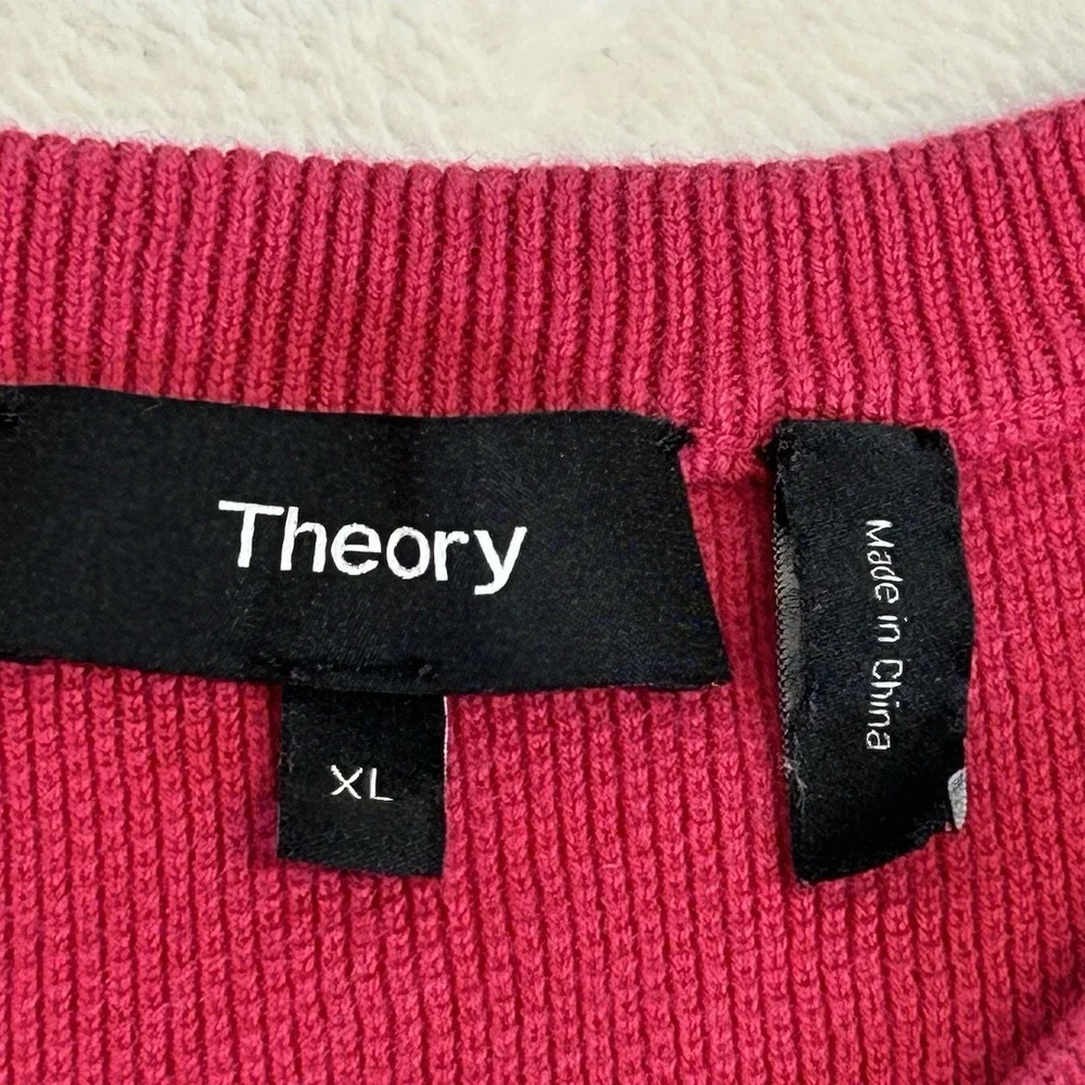 Theory Riland Pique Sweater Crewneck Raspberry Pink Red Men's Size‎ XL